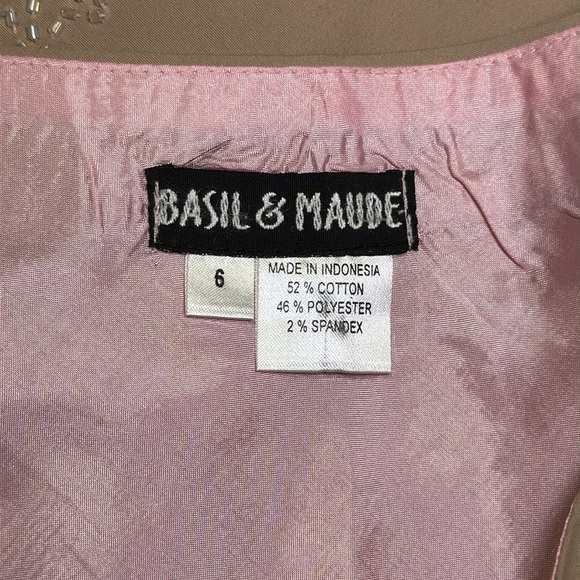 Basil & Maude Khaki Lily Beaded Skirt size 6 A-Line Statement Vintage-inspired - Picture 6 of 7